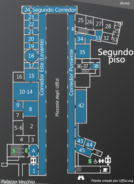 Planta Segundo Piso Galeria Uffizi